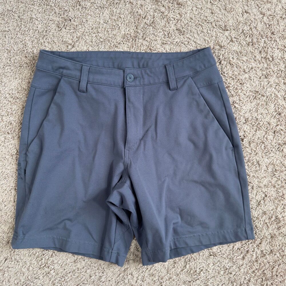 BYLT Everyday Shorts Mens 30 Gray 7" Stretch Chino Travel Zip Pocket Comfy Casua